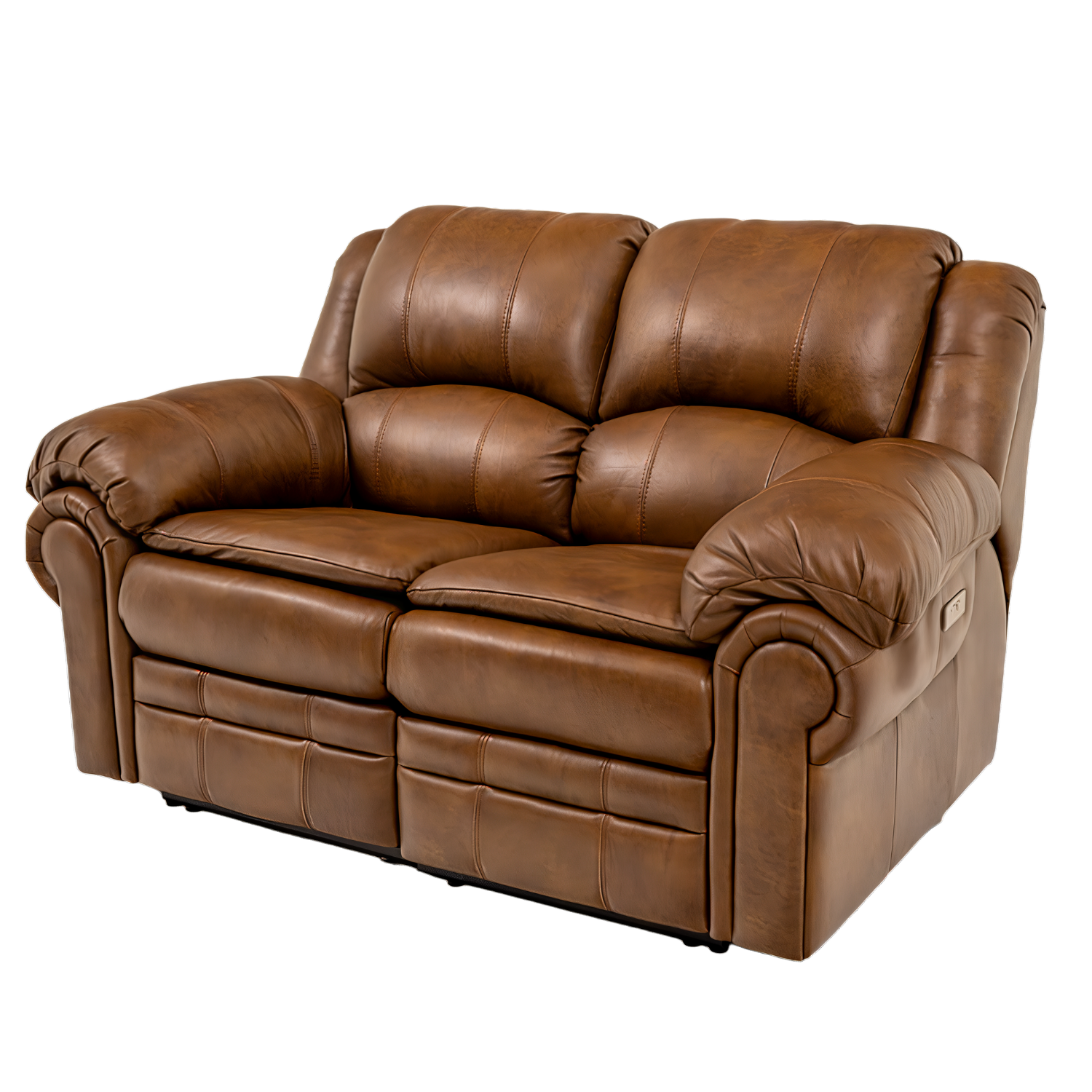 PLUSH LEATHER RECLINING LOVESEAT