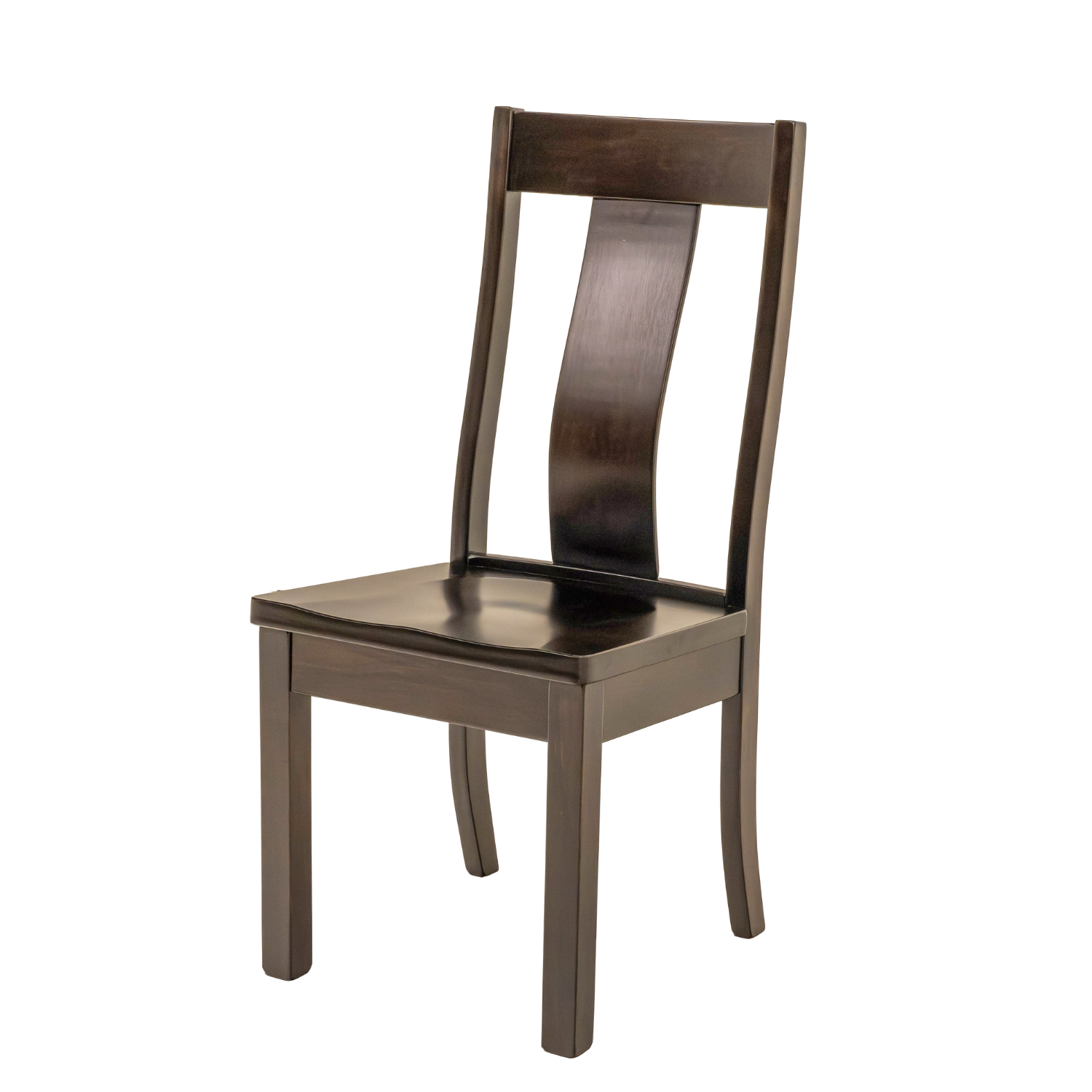 brown maple dining chair with lumbar support