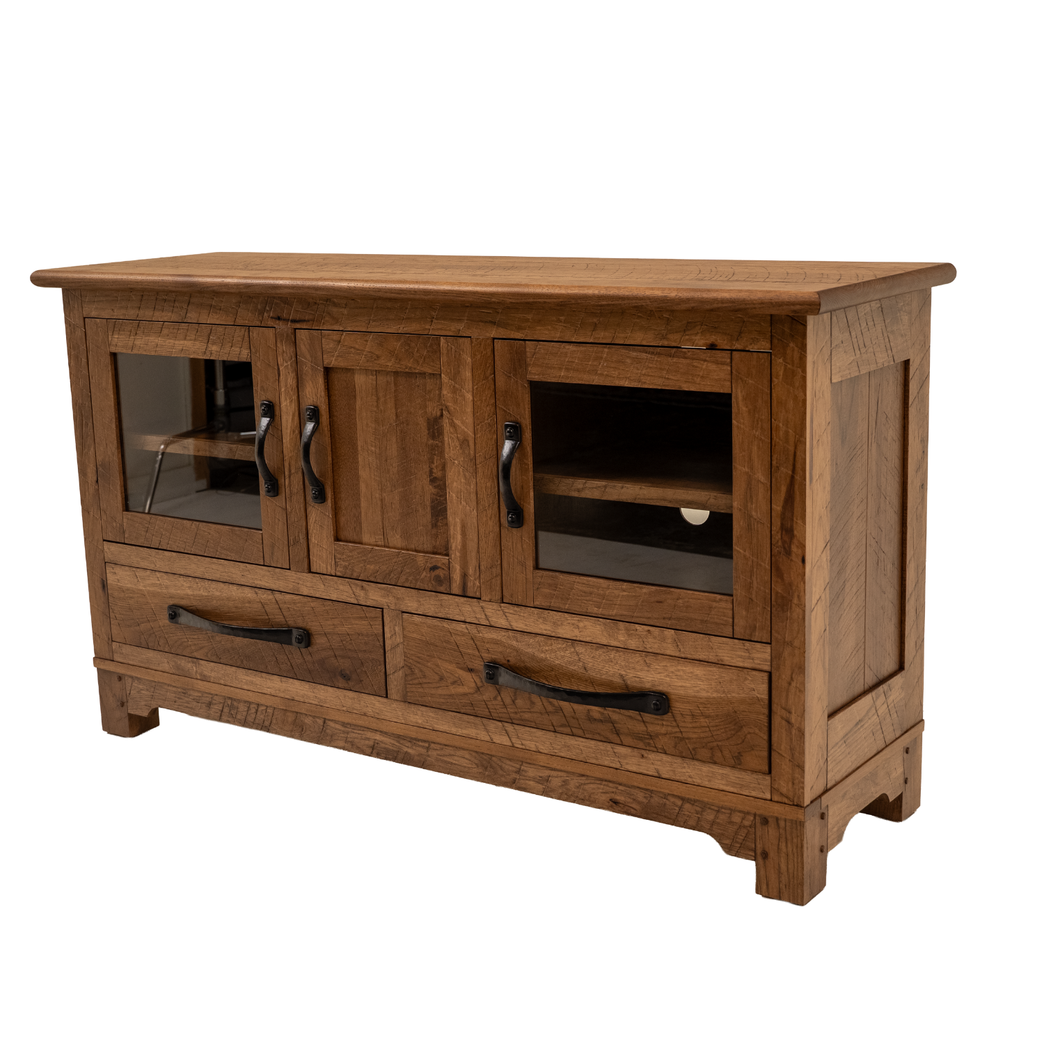farmhouse style tv stand made of solid wood