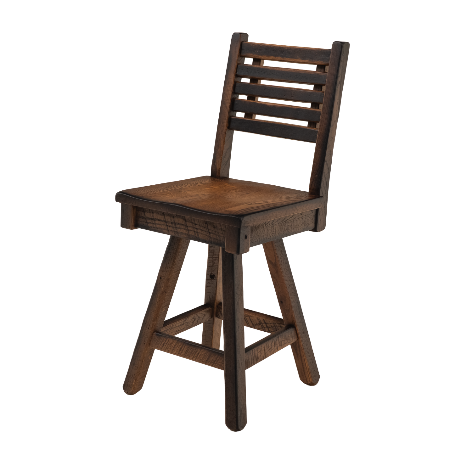 reclaimed wood swivel stool with back