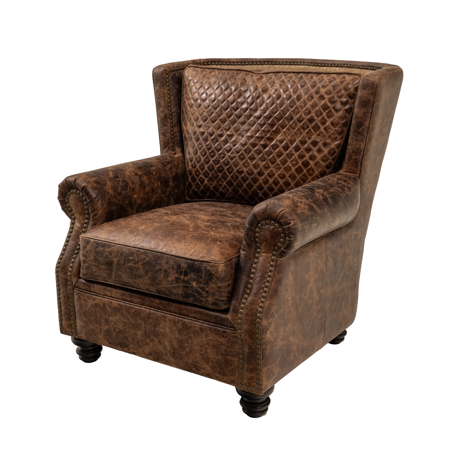 bison leather wingback chair