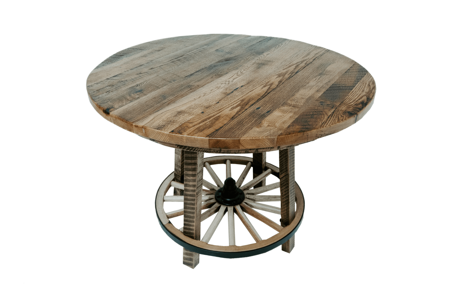 Wagon Wheel Barnwood Table