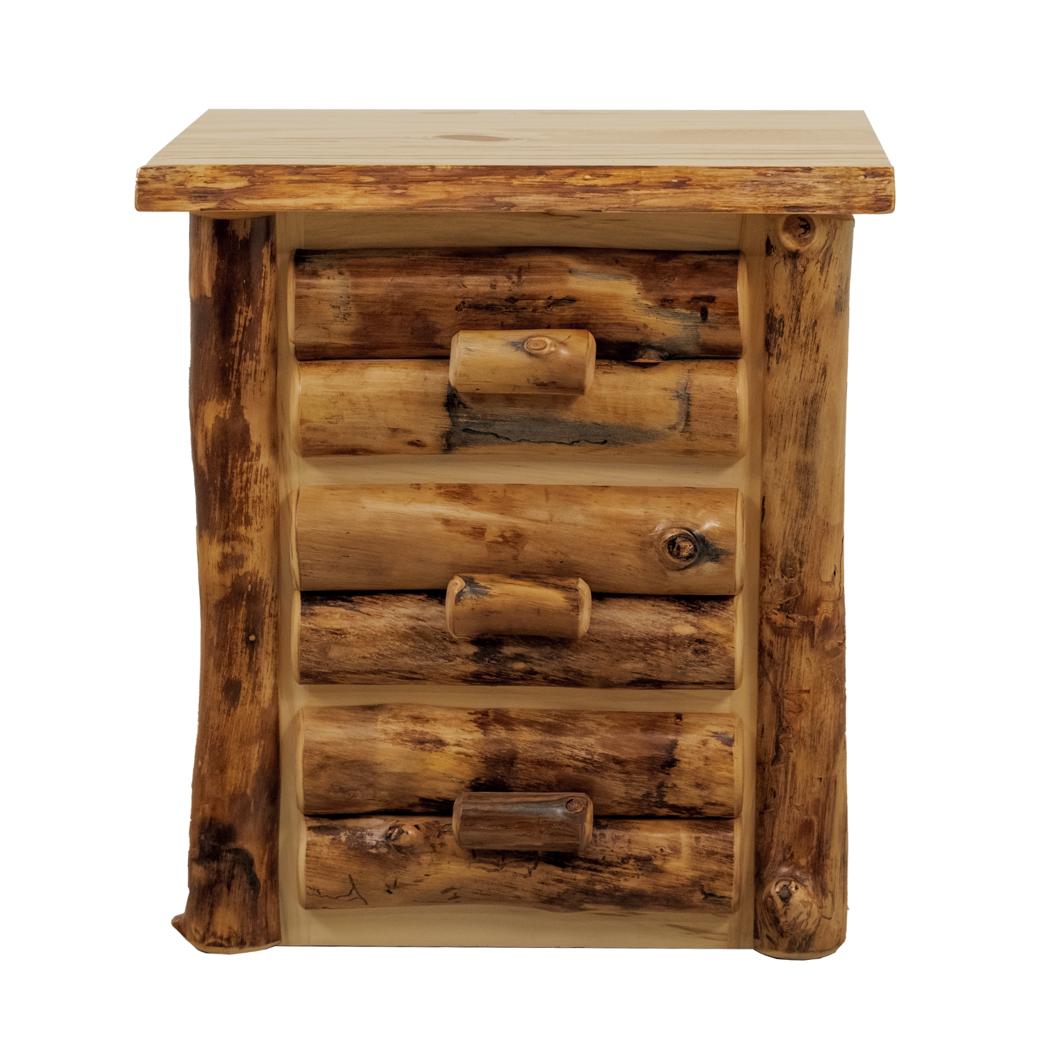 ASPEN LOG 3 DRAWER NIGHTSTAND