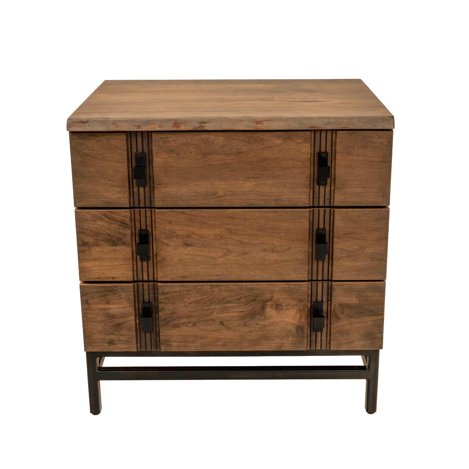 live edge nightstand with matte black metal base