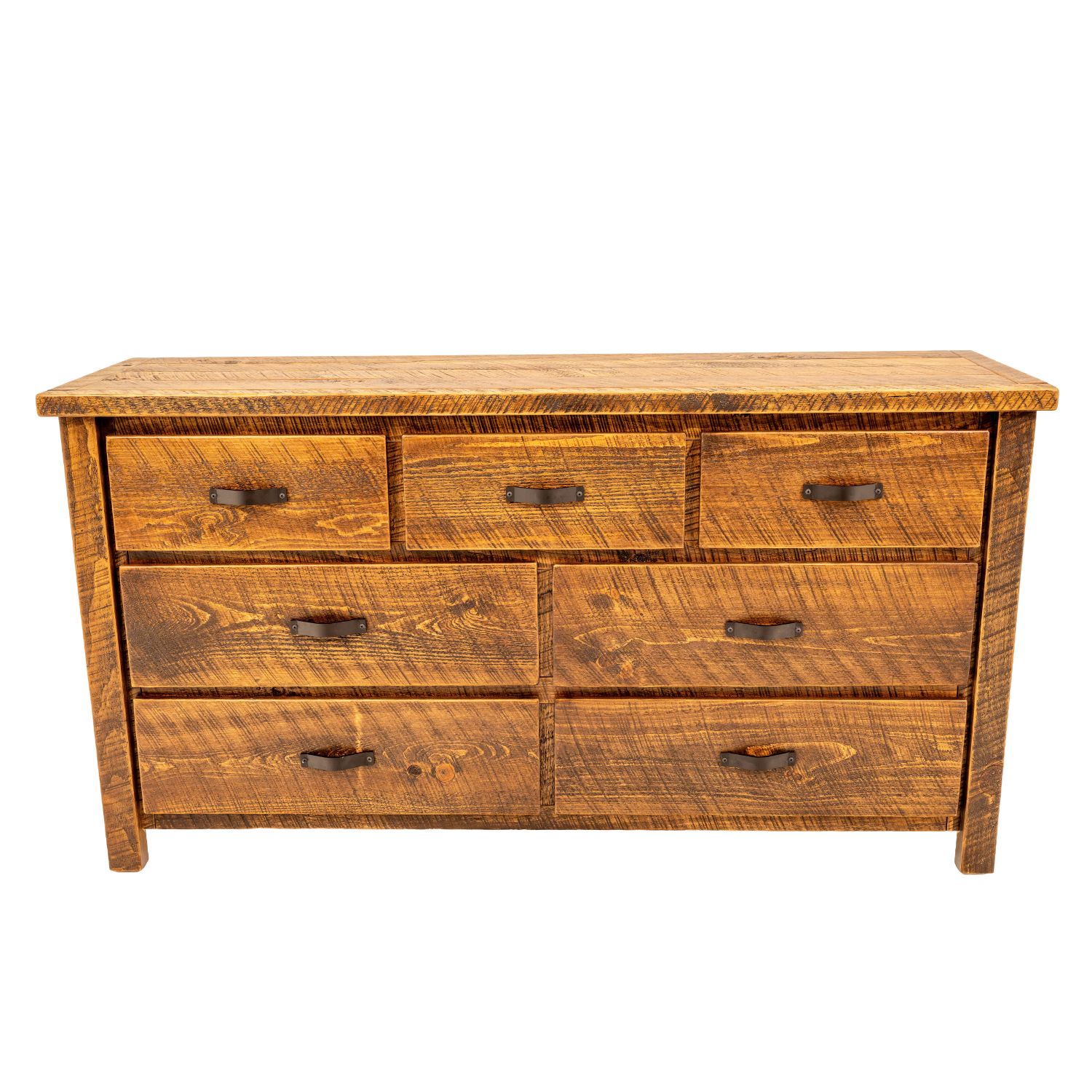 rough sawn barnwood dresser made with solid pine
