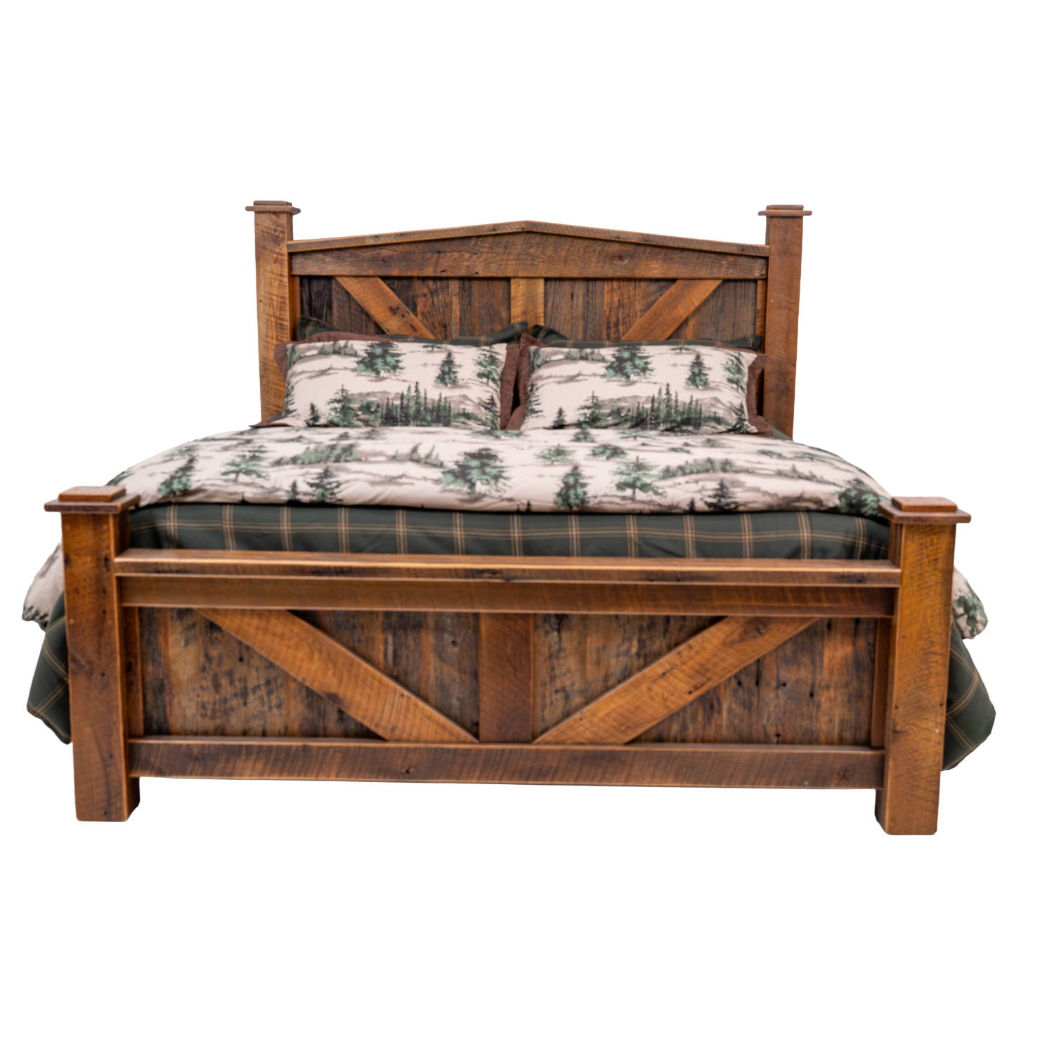 authentic barnwood bed made of reclaimed wood