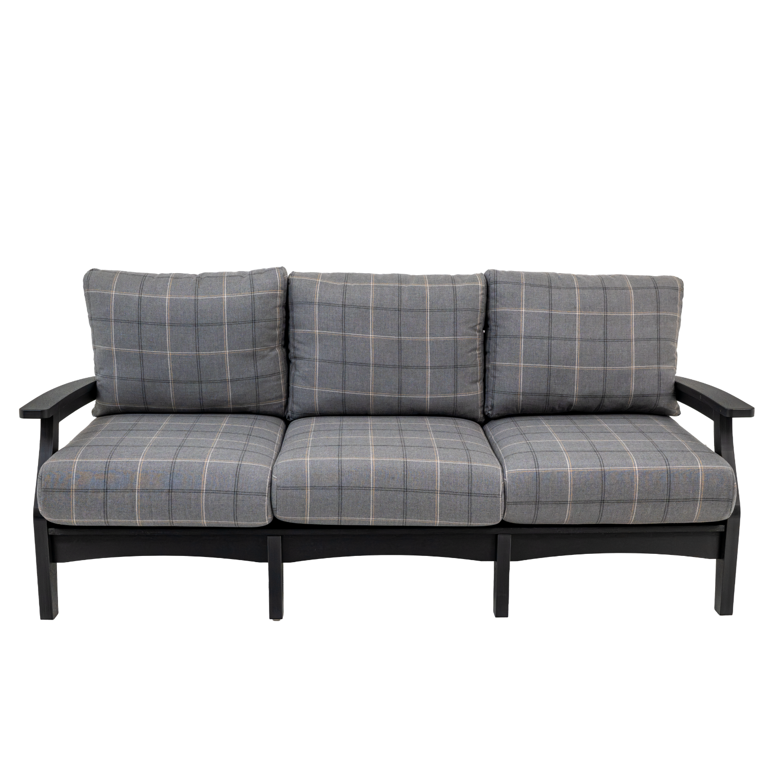 outdoor patio sofa with sunbrella cushions and poly lumber frame