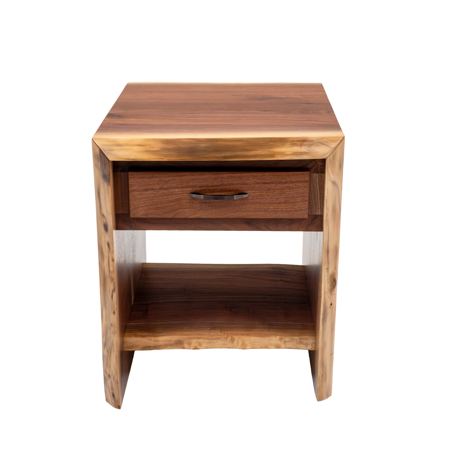 black walnut waterfall live edge end table