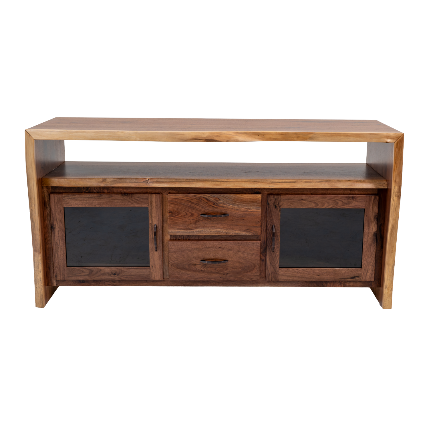 black walnut live edge tv stand