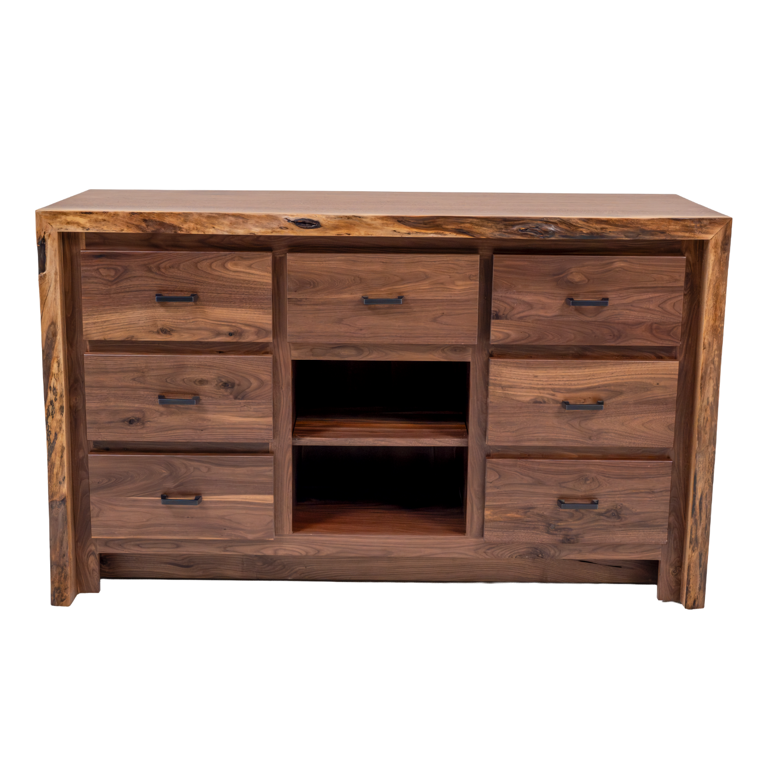 black walnut waterfall live edge buffet