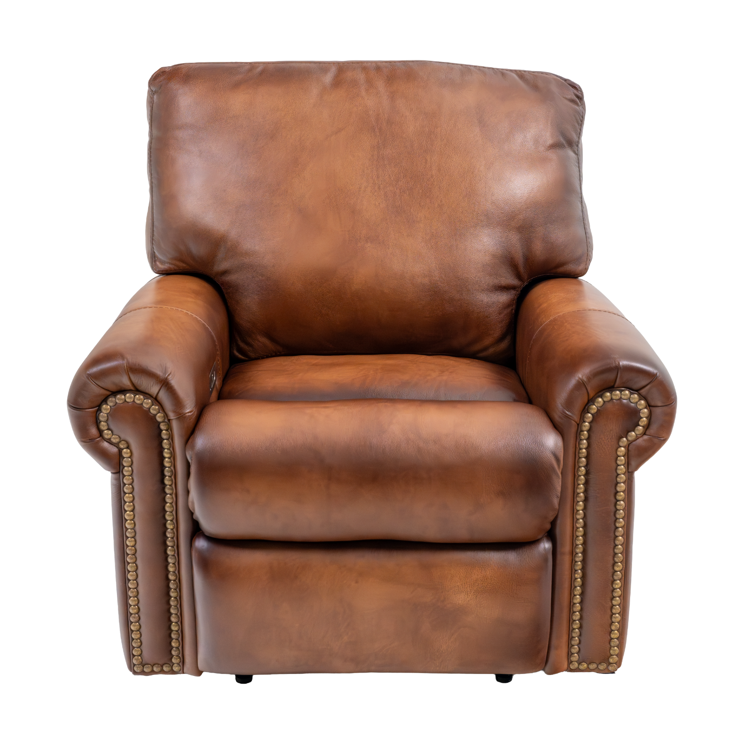 leather power recliner with patina leather
