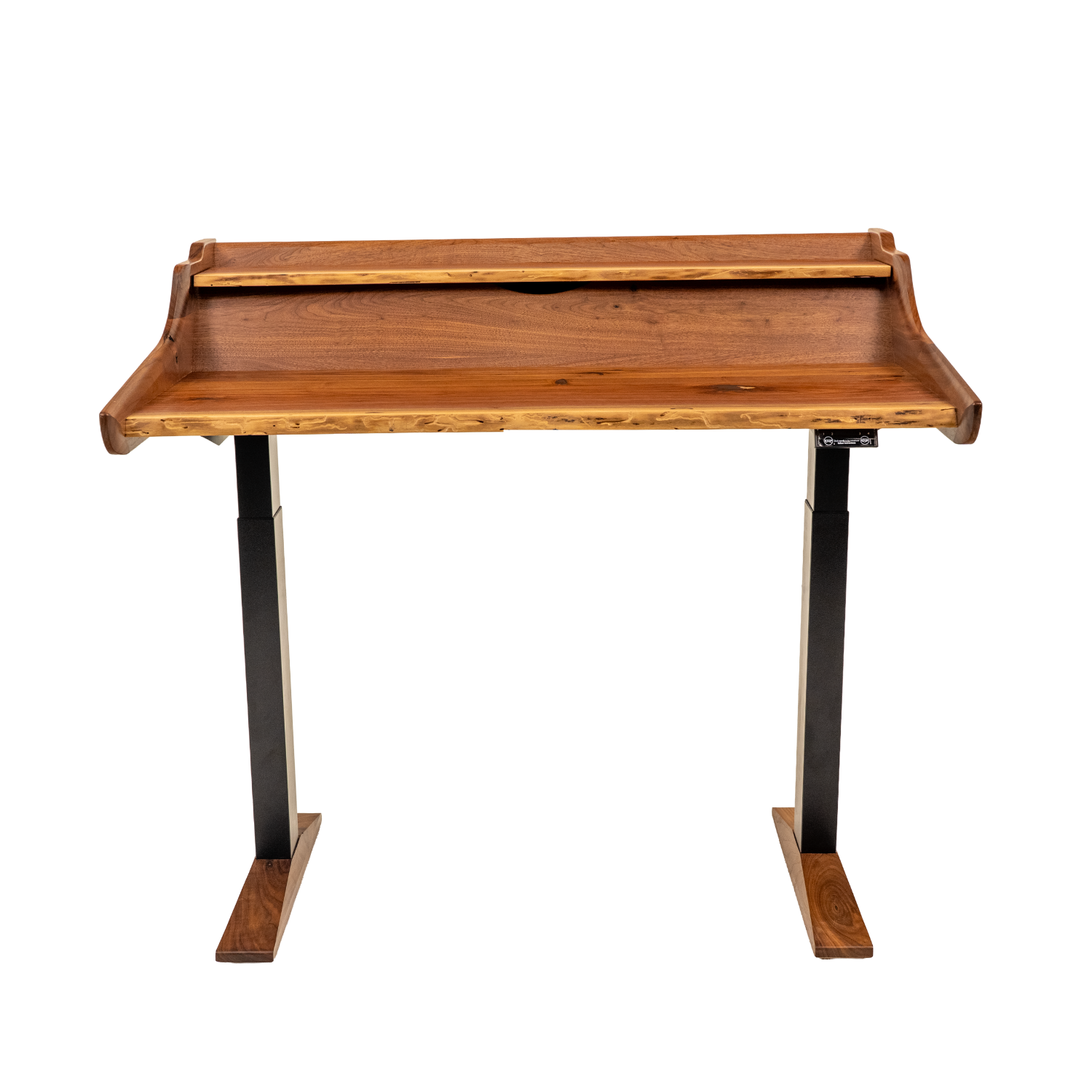 live edge black walnut adjustable height desk