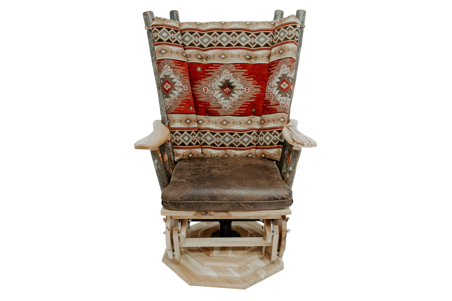 Hickory Log Swivel Glider