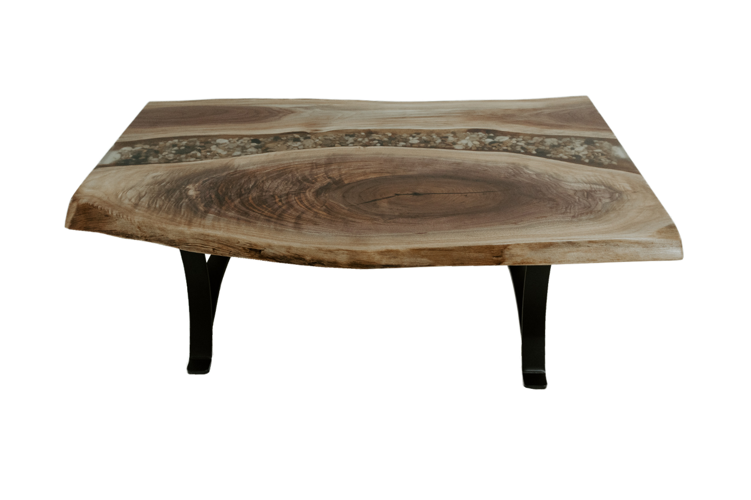 River Rock Epoxy Slab Coffee Table