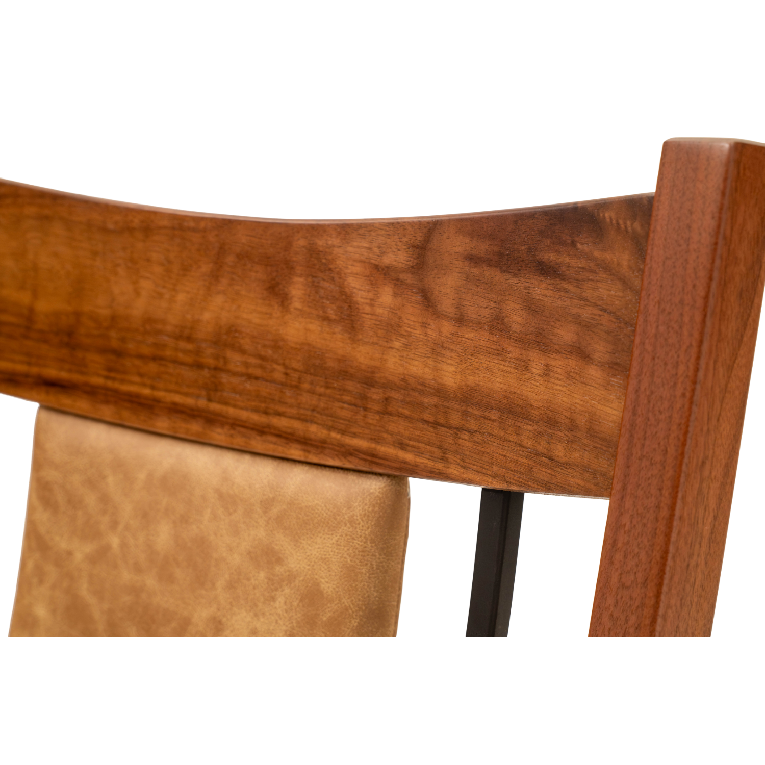 walnut desk chair with leather and iron