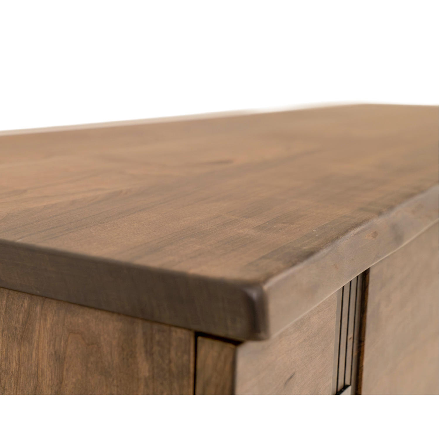 live edge dresser with metal accents