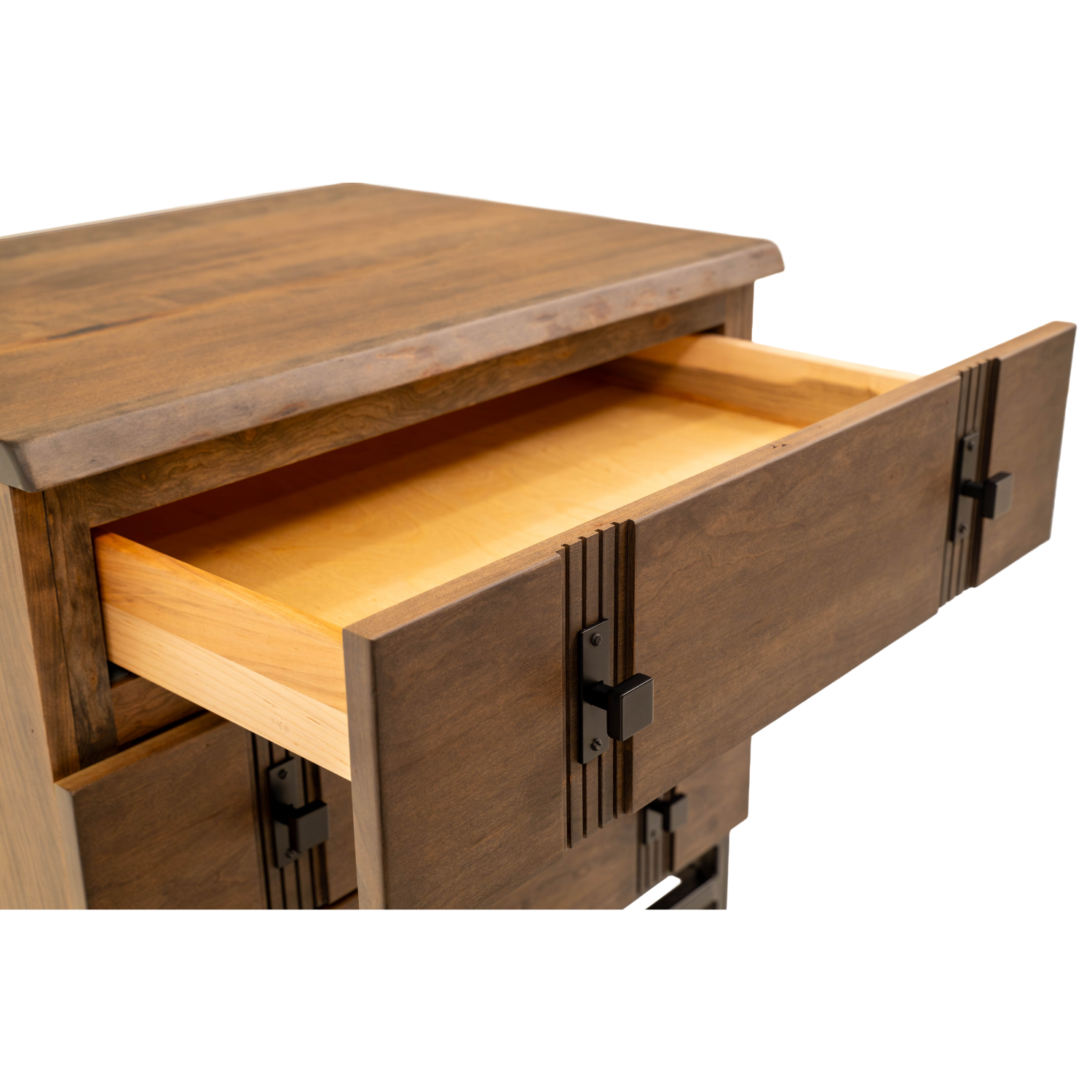 live edge nightstand with dovetailed drawers