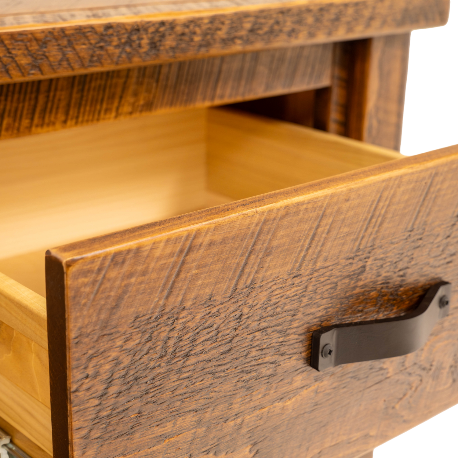 rough sawn barnwood dresser made with solid pine