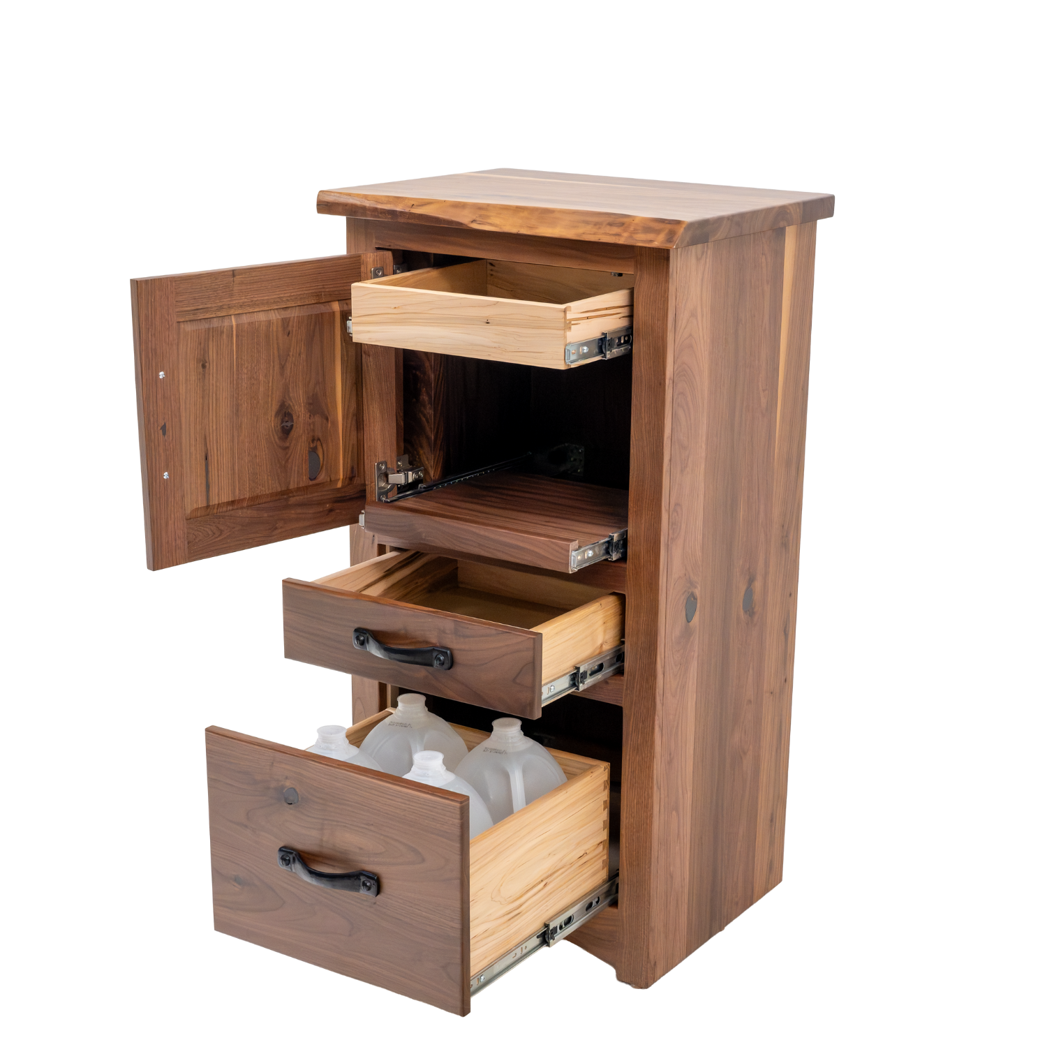 live edge nightstand with lots of storage