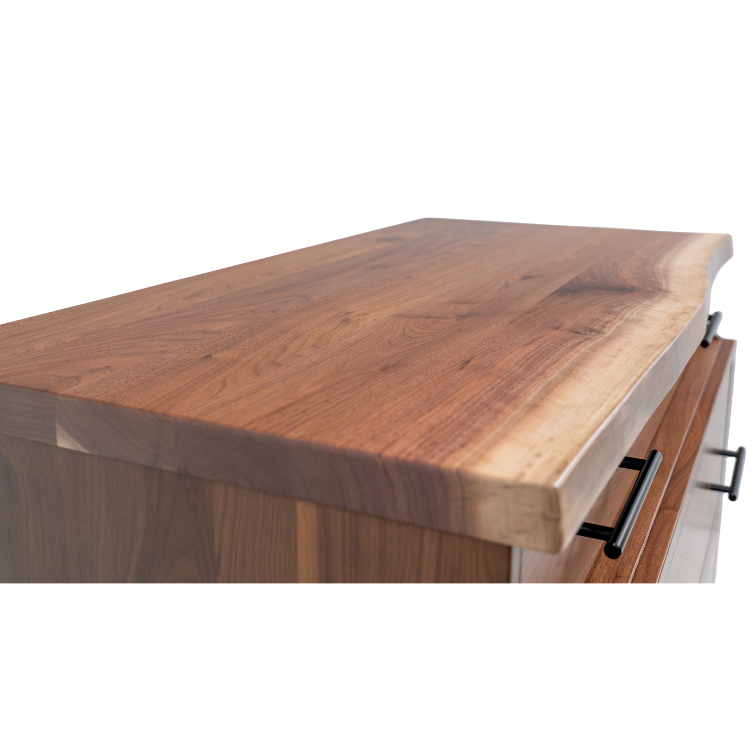 live edge chest made with solid black walnut wood