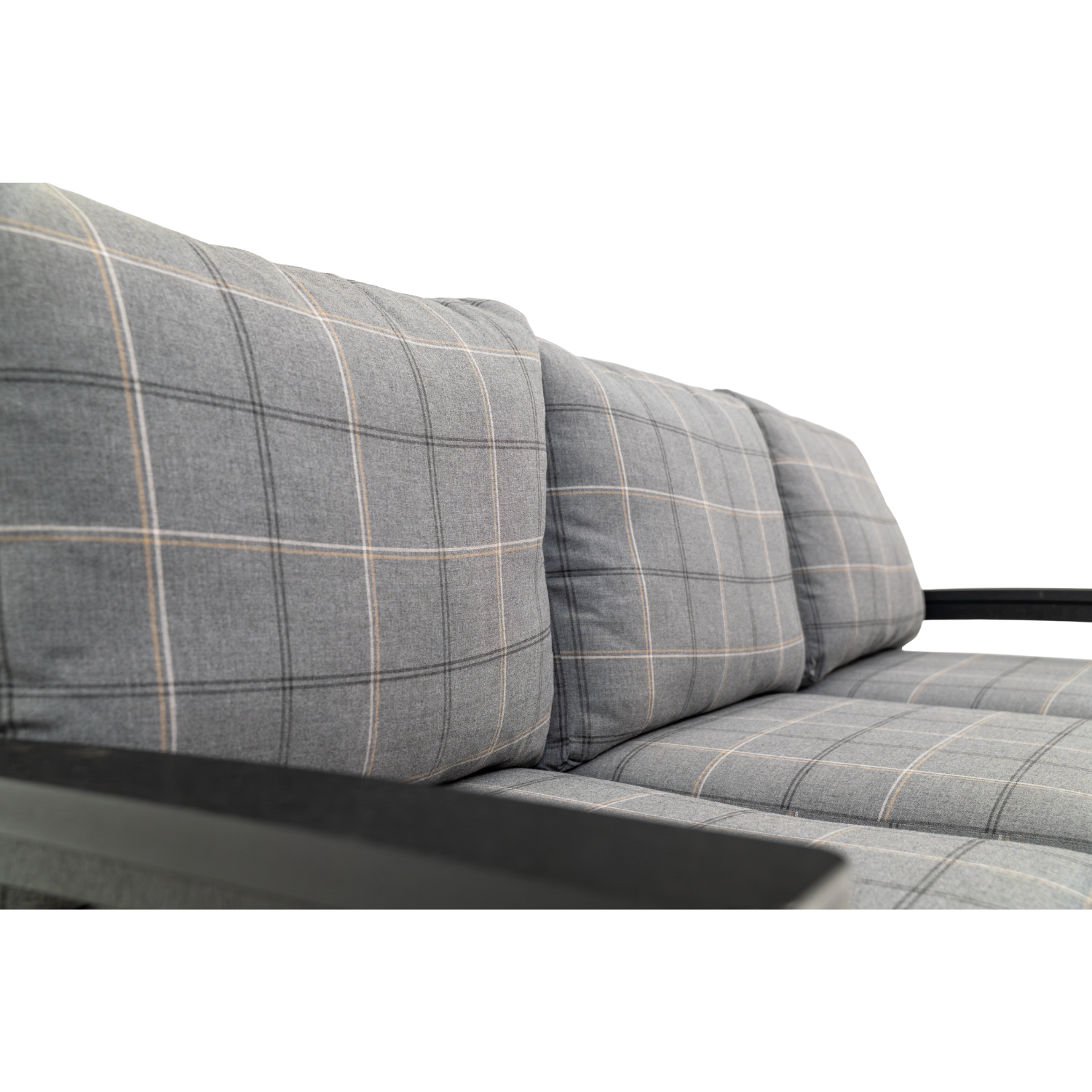 outdoor patio sofa with sunbrella cushions and poly lumber frame