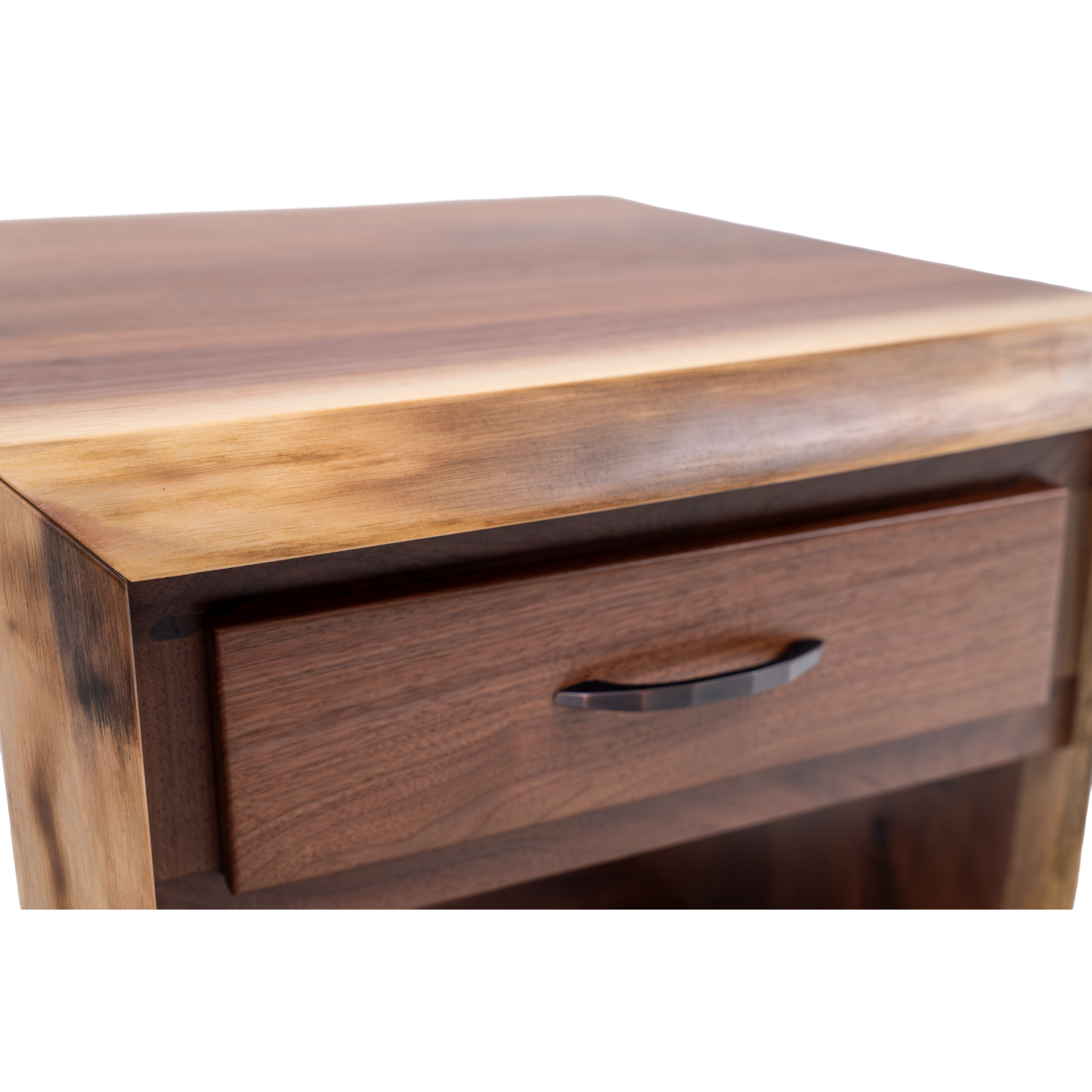 black walnut waterfall live edge end table