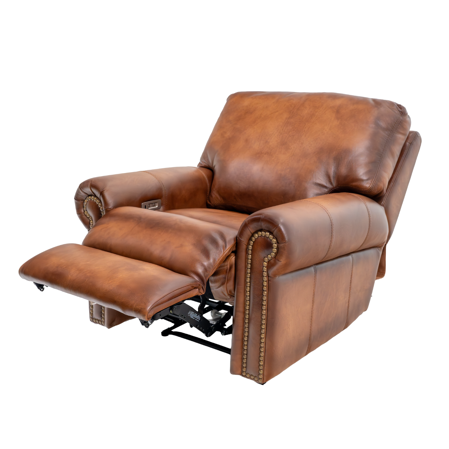 leather power recliner with patina leather