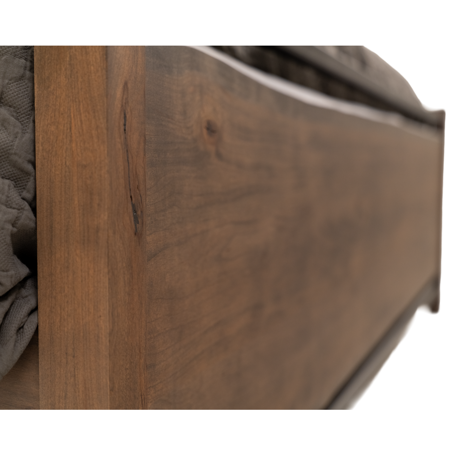 live edge footboard with metal accents