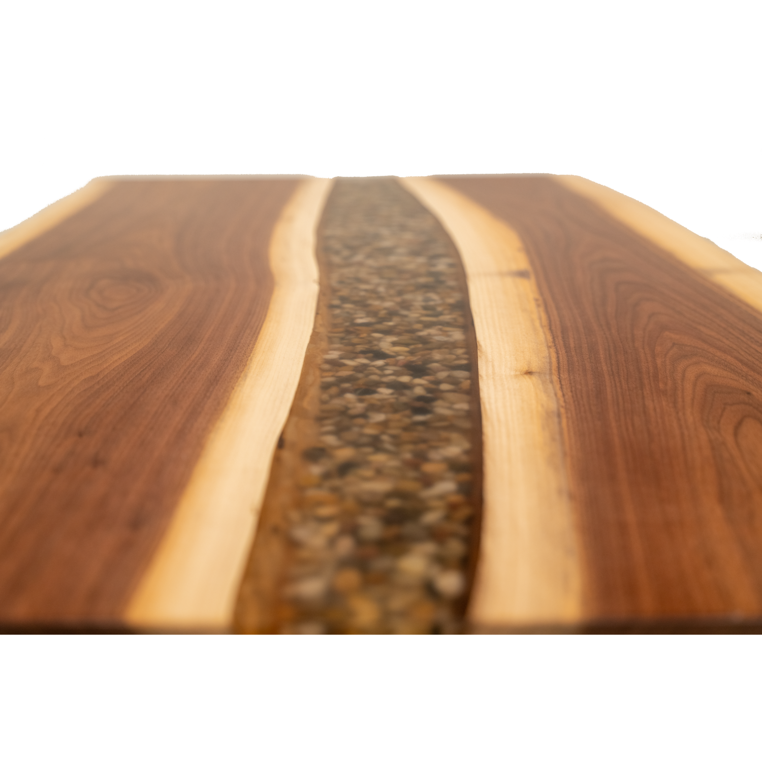 live edge coffee table with epoxy river