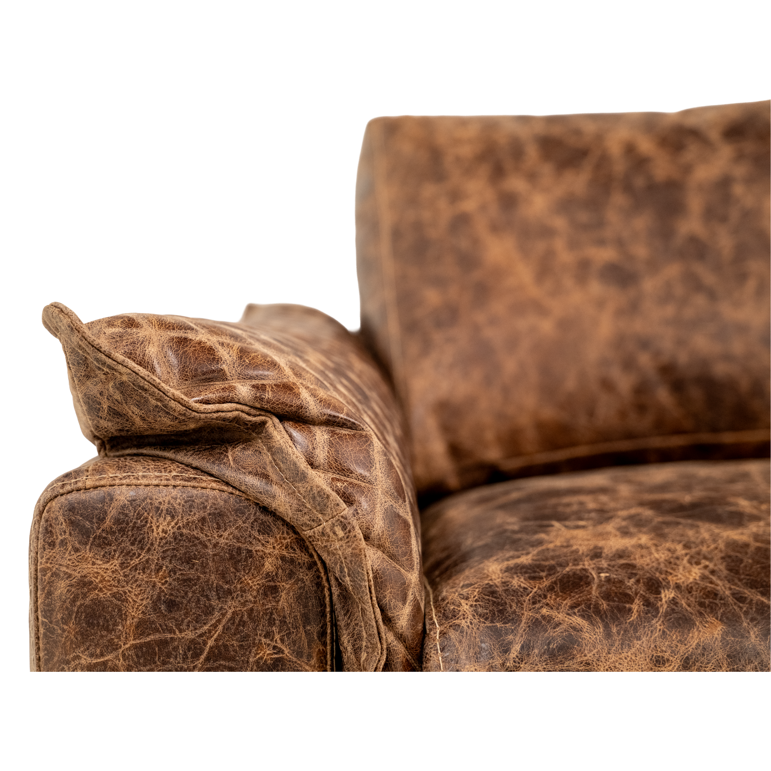 leather sofa with flange arms