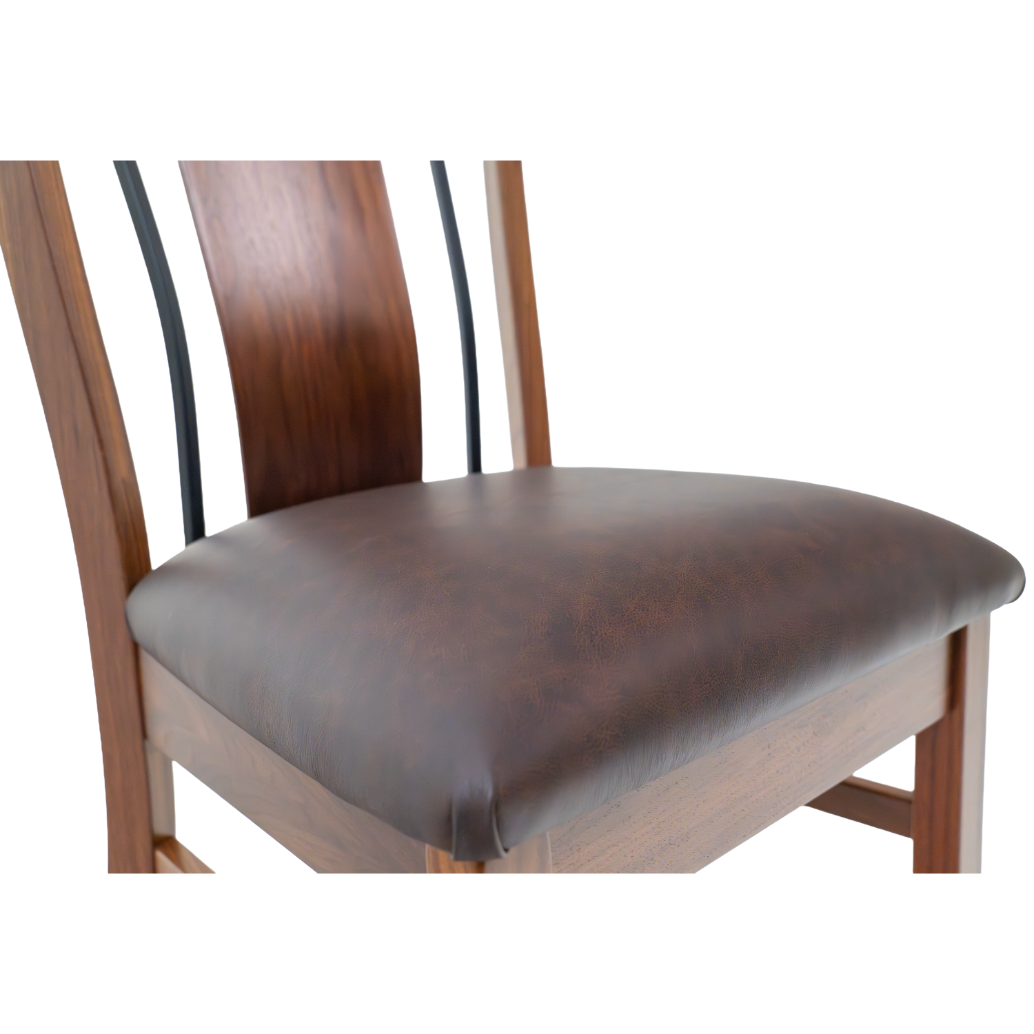 dining chair with leather seat and wrought iron bars