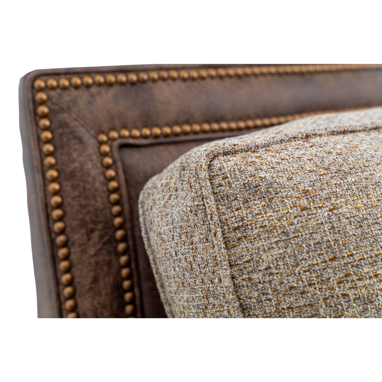 leather living room chair with fabric seats and backs