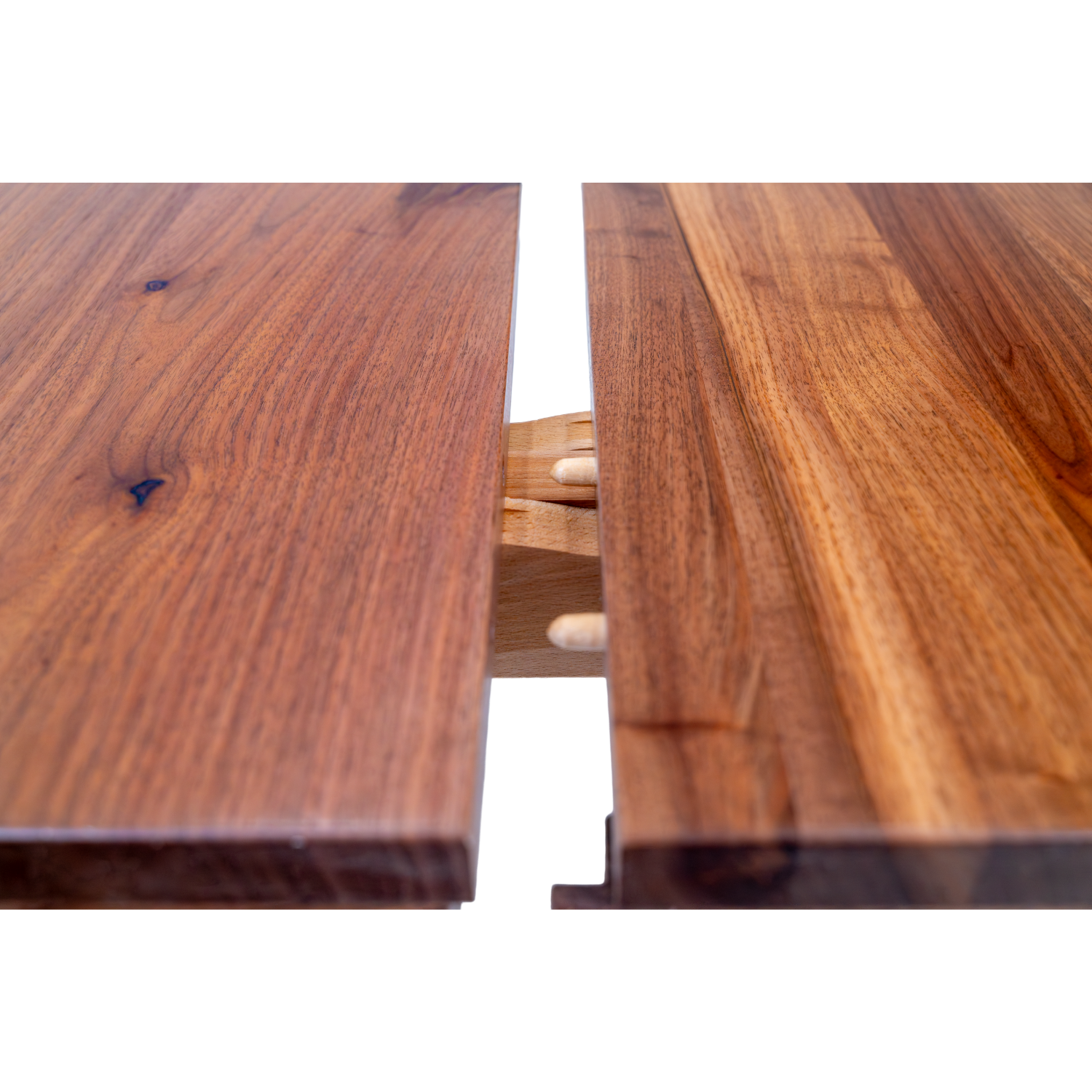 black walnut wood leg table with extension leaves