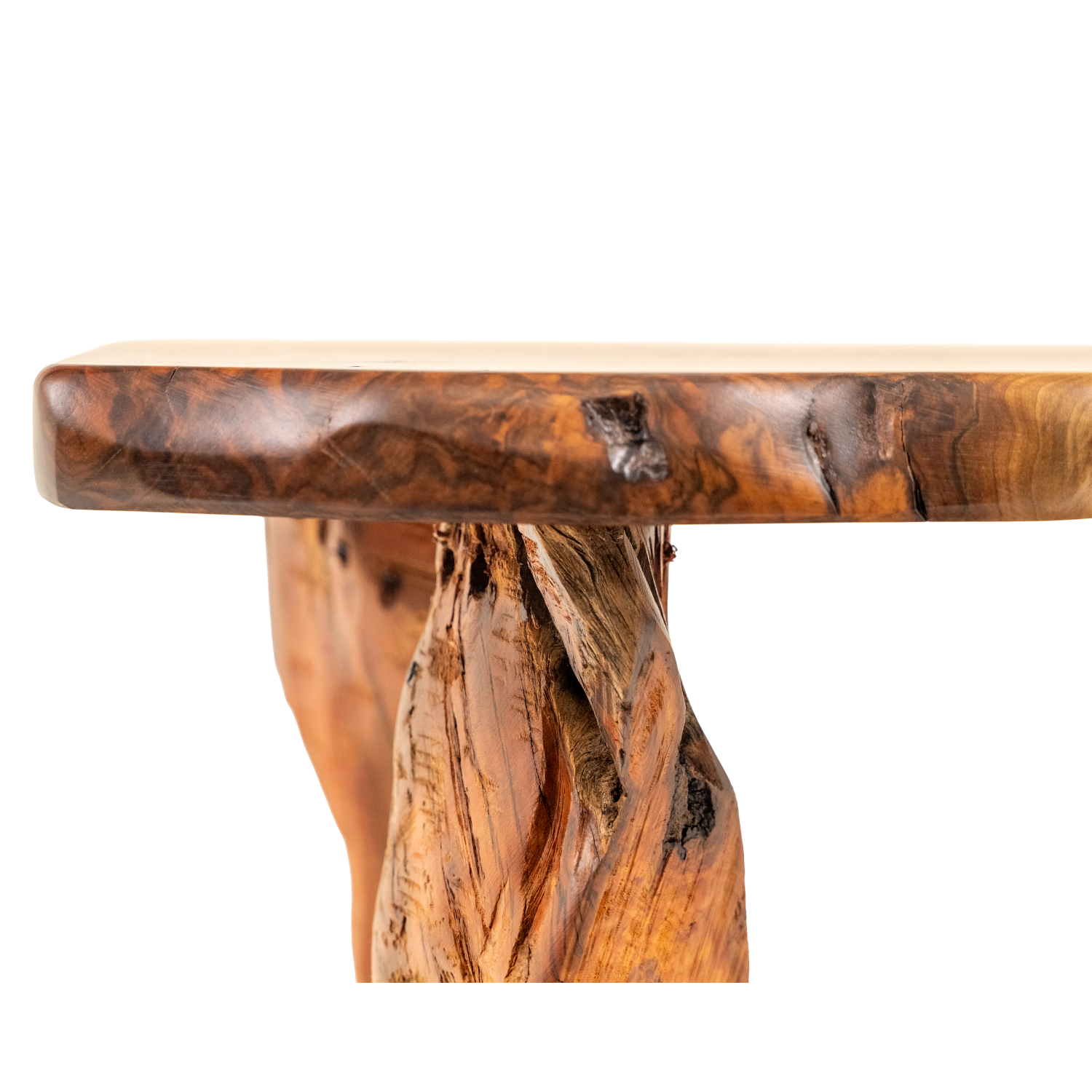 small live edge end table with black walnut top