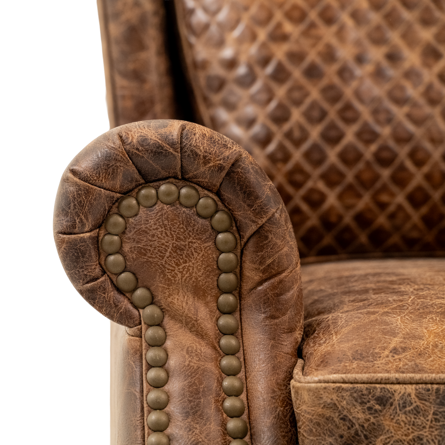 rustic leather wingback chair