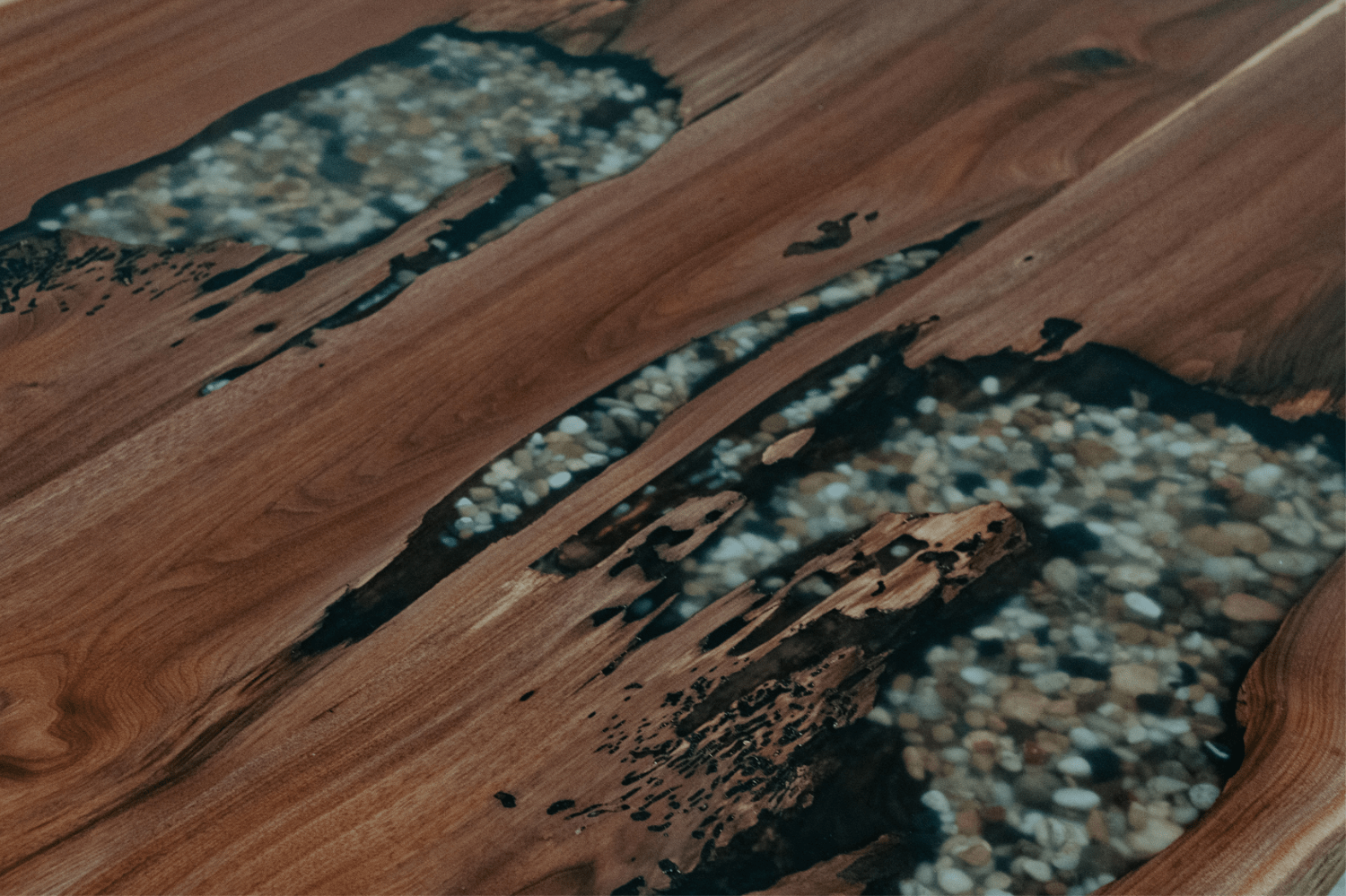 River Rock Walnut Slab Table