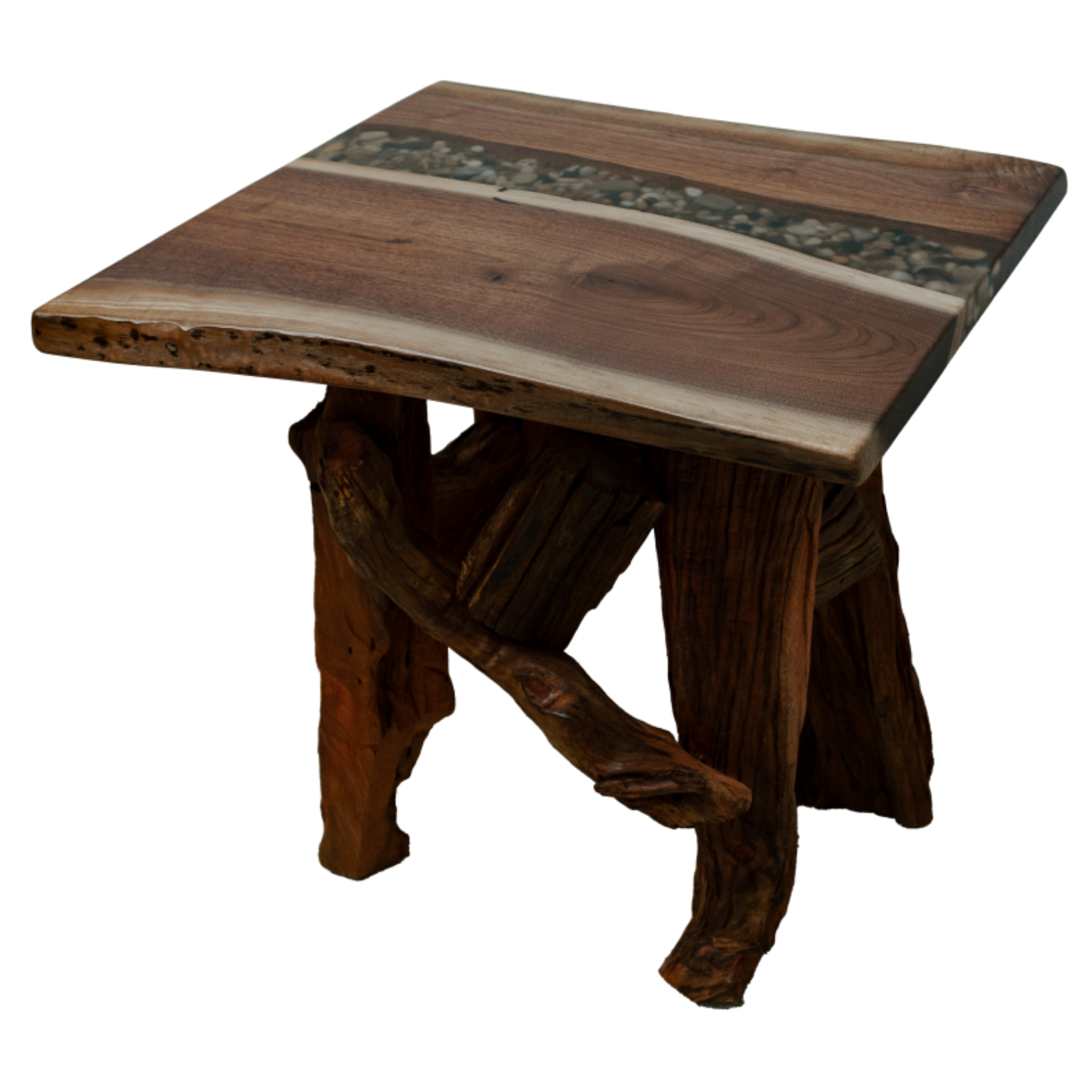 Driftwood Rock End Table Mountain Top Furniture
