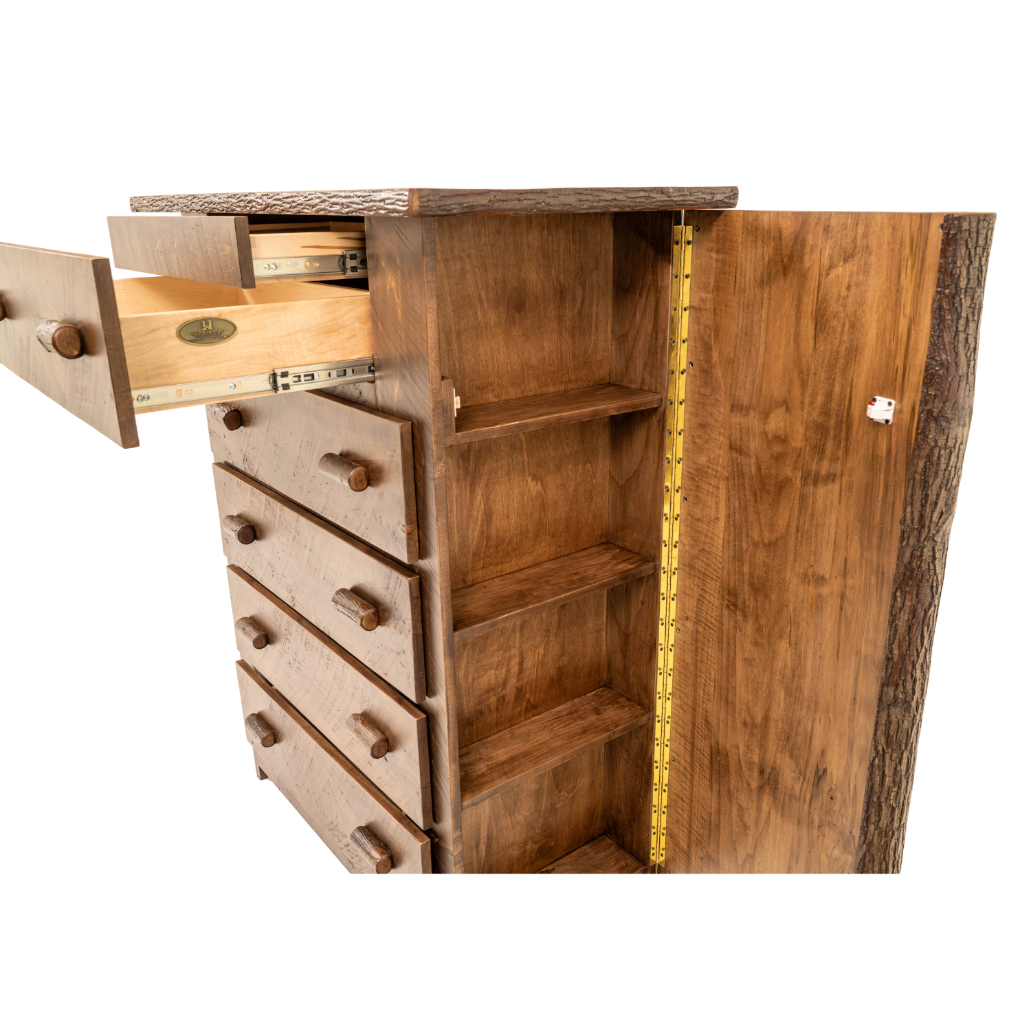 rustic live edge chest with hidden storage