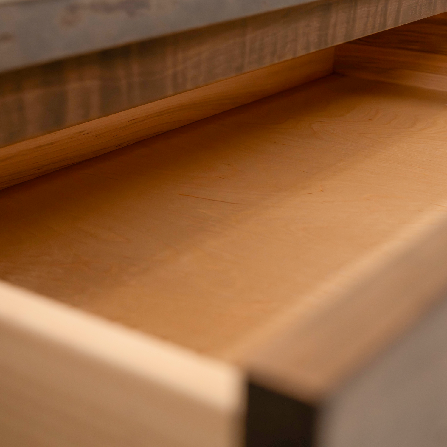 live edge chest with dovetailed drawers