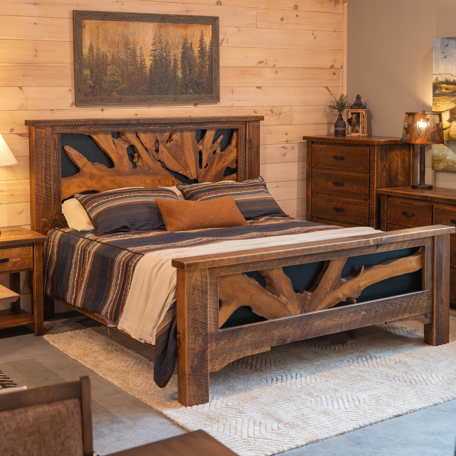 bedroom set with teak headboard and footboard with a one of a kind bed