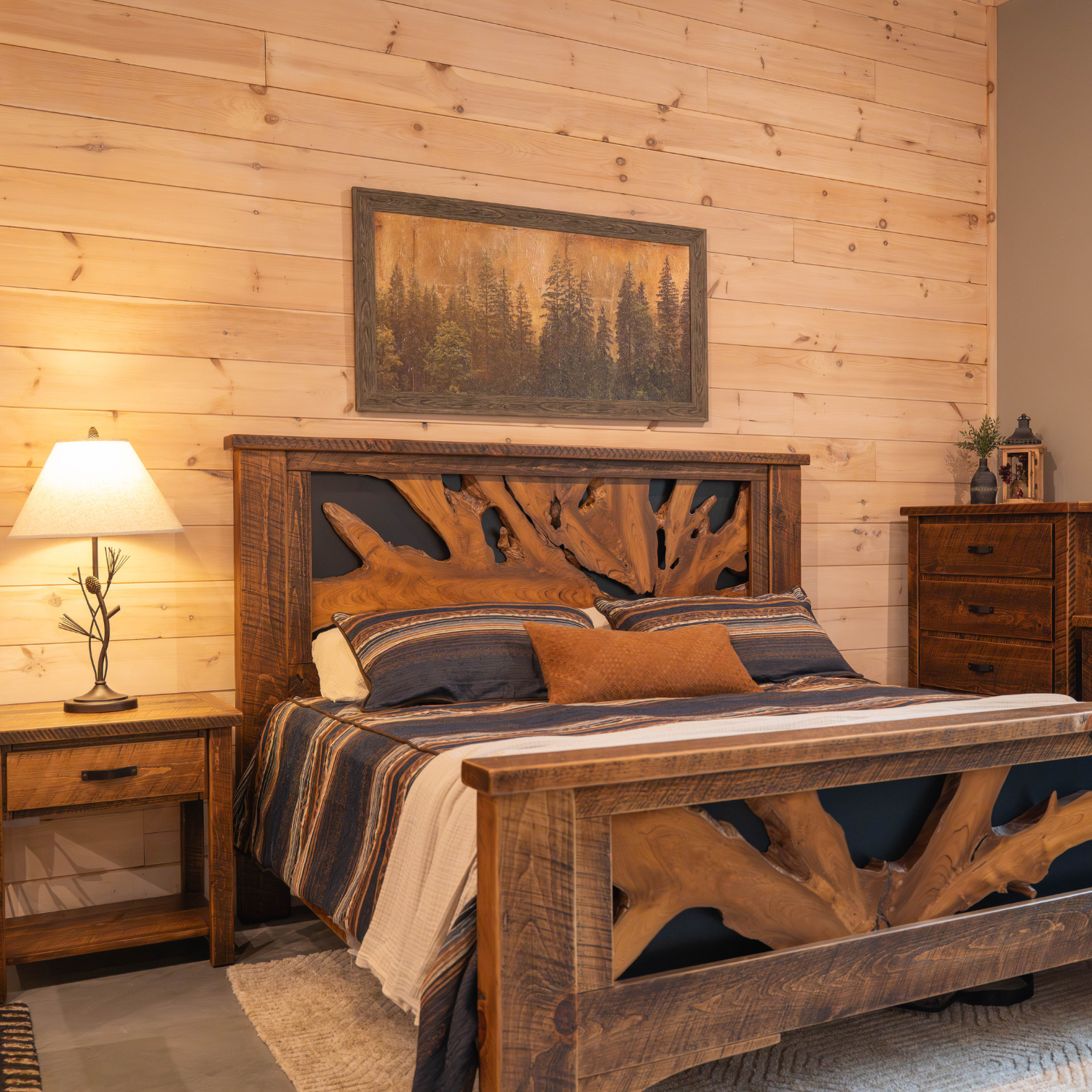 union ridge one of a kind bed with teak root headboard and teak root footboard in Blairsville