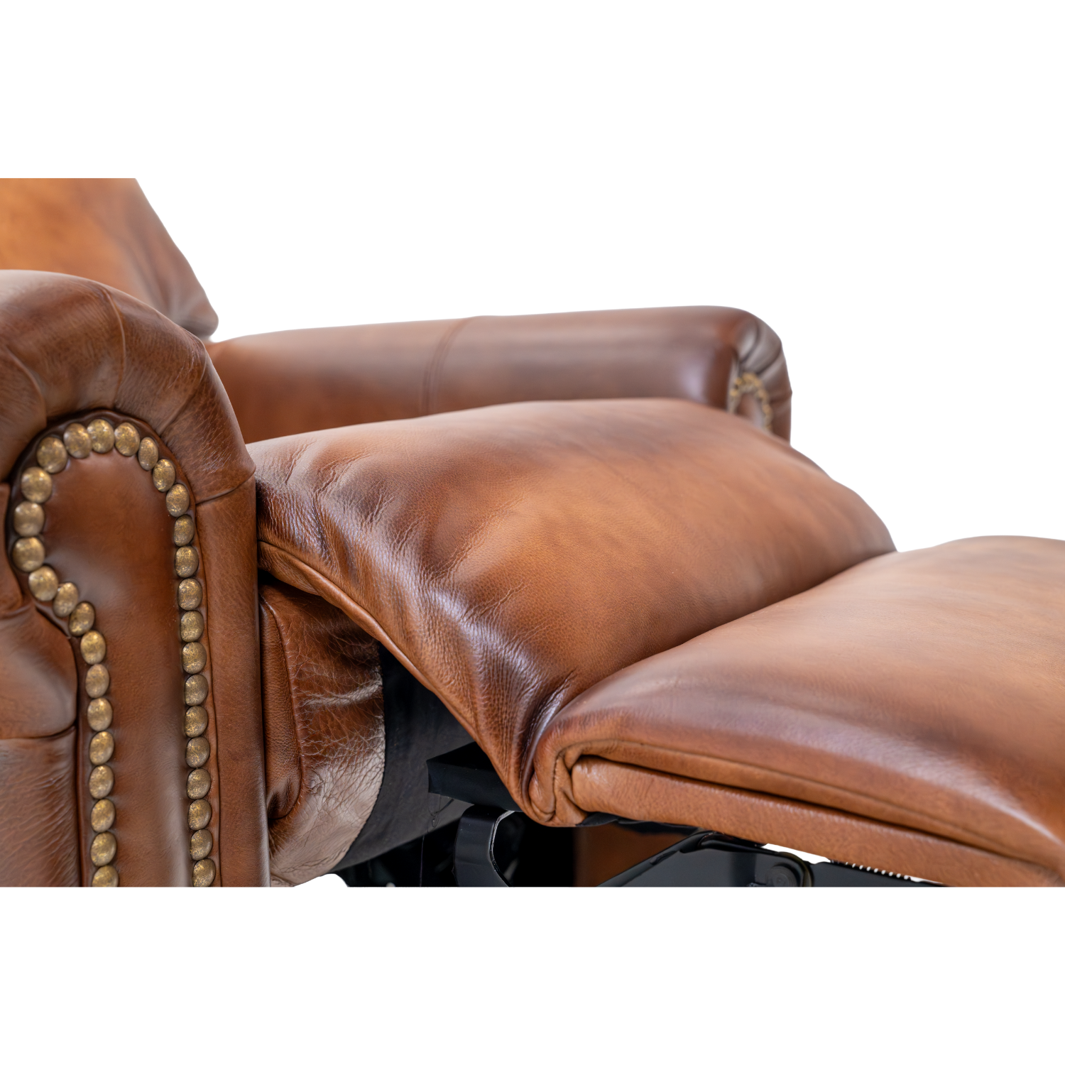 leather power recliner with patina leather
