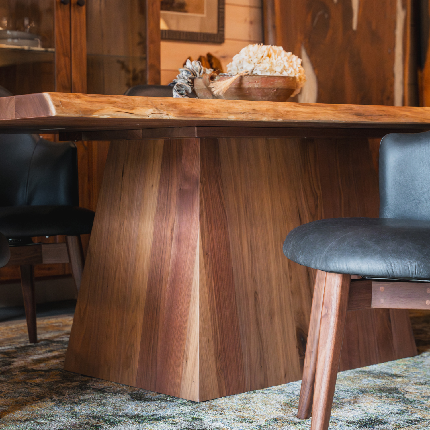 Amish made black walnut live edge dining table