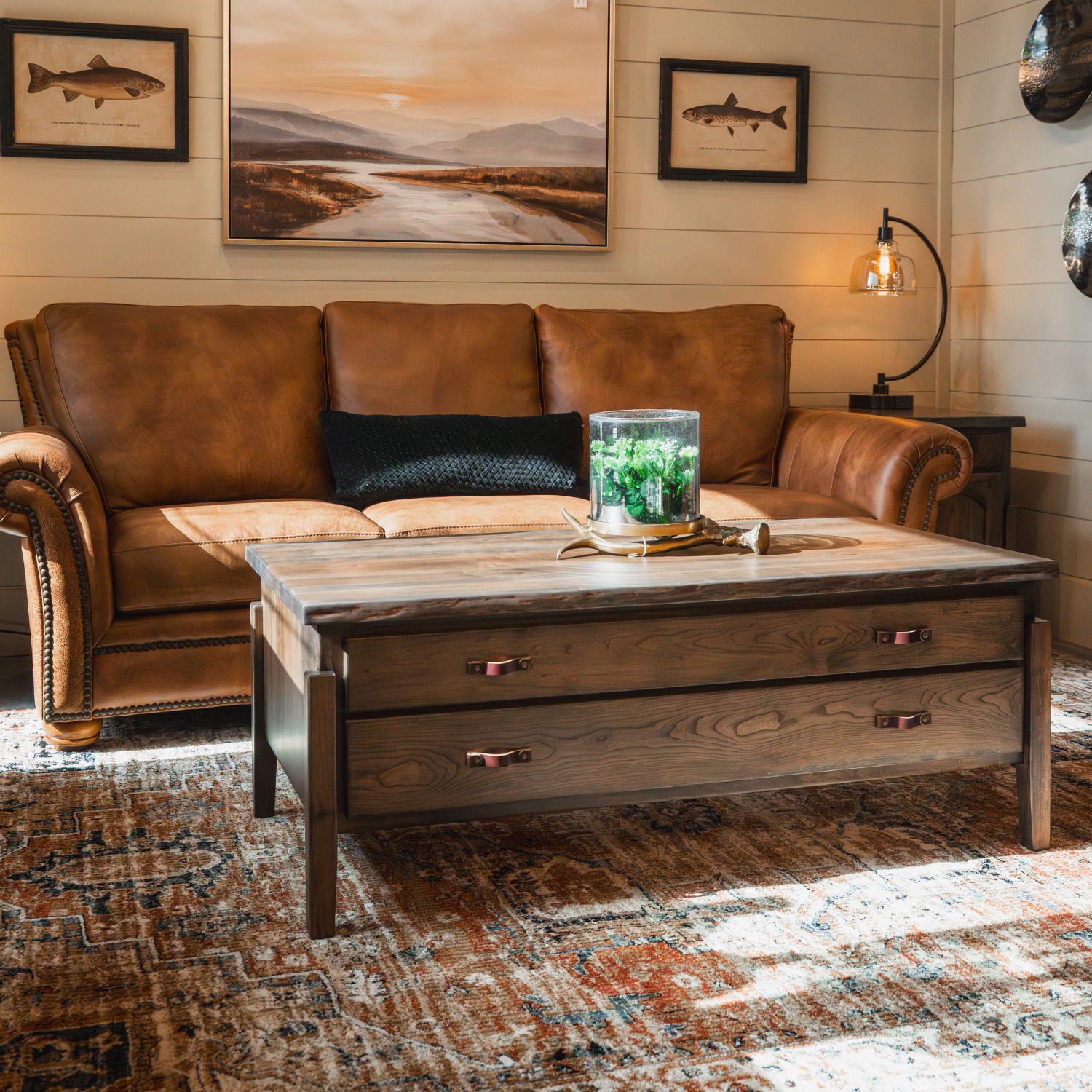live edge coffee table made with rustic cherry