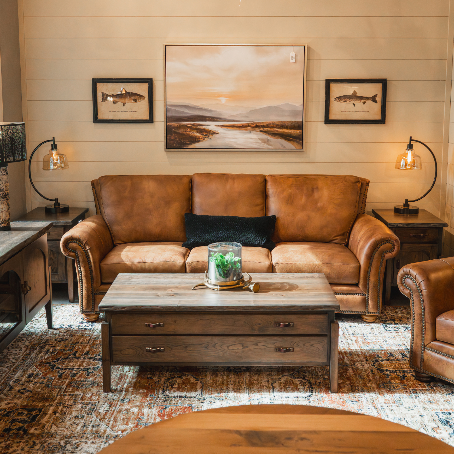 mid-century modern end table with live edge