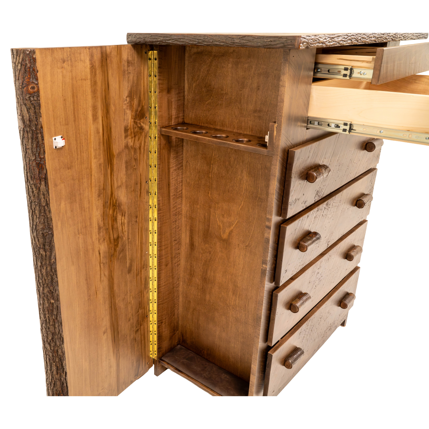 rustic live edge chest with hidden compartment