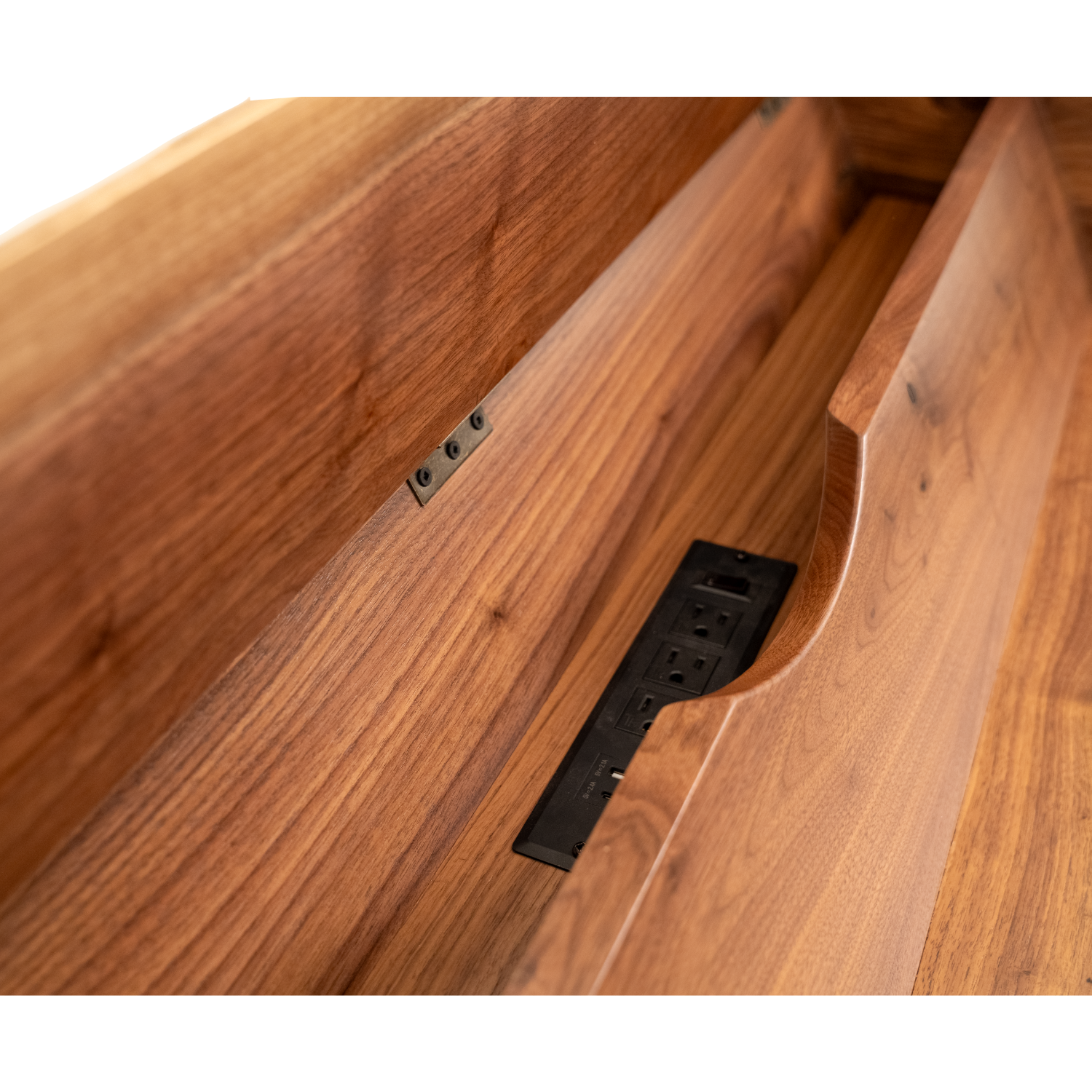 live edge desk with power strip
