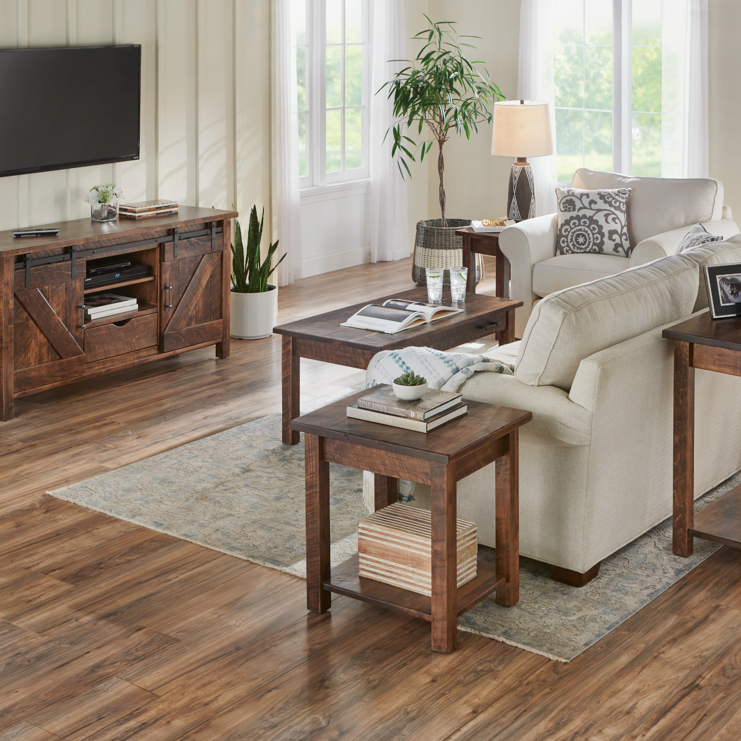 rough sawn wooden living room tables