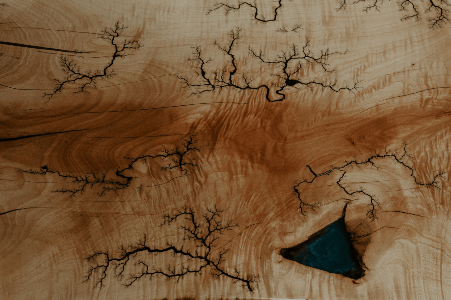 Blue Fractal Burning Coffee Table Mountain Top Furniture