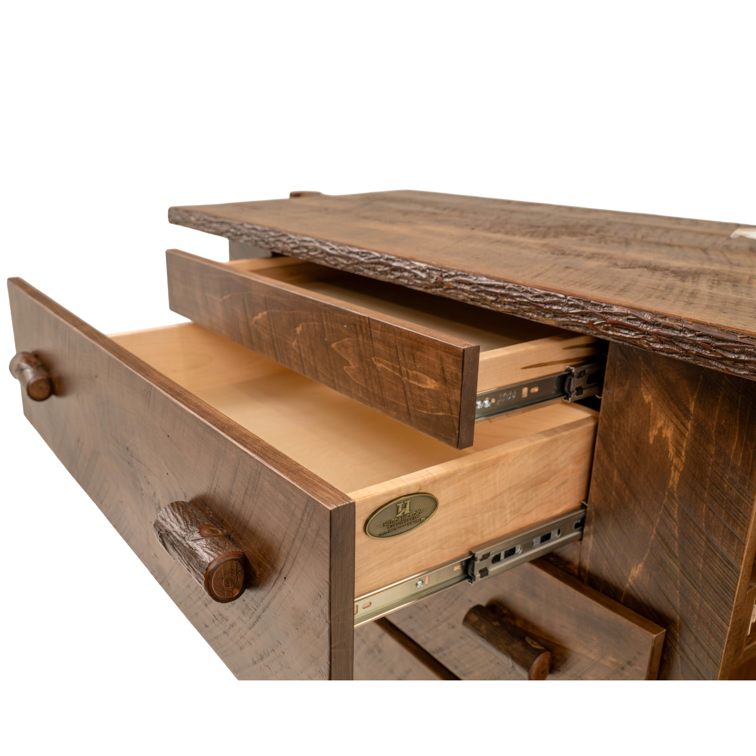 rustic live edge chest with secret drawer